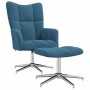 Sillón de relax con taburete terciopelo azul en Sillones | Comprar online en Foru.es