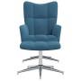 Sillón de relax con taburete terciopelo azul en Sillones | Comprar online en Foru.es