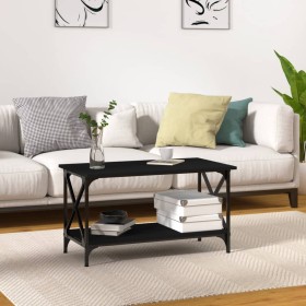 Mesa de centro madera contrachapada y hierro negro 80x45x45 cm de , Mesas de centro - Ref: Foro24-823322, Precio: 50,99 €, De...