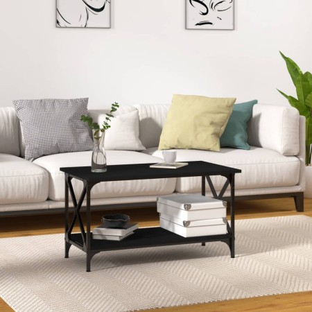 Mesa de centro madera contrachapada y hierro negro 80x45x45 cm de , Mesas de centro - Ref: Foro24-823322, Precio: 50,99 €, De...