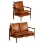 Set sofás 2 pzas marrón cuero auténtico y madera de acacia de , Sofás - Ref: Foro24-3100743, Precio: 655,93 €, Descuento: %