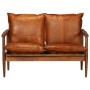 Set sofás 2 pzas marrón cuero auténtico y madera de acacia de , Sofás - Ref: Foro24-3100743, Precio: 655,93 €, Descuento: %