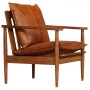 Set sofás 2 pzas marrón cuero auténtico y madera de acacia de , Sofás - Ref: Foro24-3100743, Precio: 655,93 €, Descuento: %