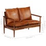 Set sofás 2 pzas marrón cuero auténtico y madera de acacia de , Sofás - Ref: Foro24-3100743, Precio: 655,93 €, Descuento: %
