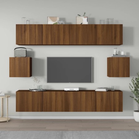 Set de muebles para TV 6 pzas madera contrachapada roble marrón de , Muebles TV - Ref: Foro24-3114365, Precio: 210,03 €, Desc...