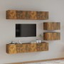 Set de muebles de TV 6 pzas madera contrachapada roble ahumado de , Muebles TV - Ref: Foro24-3114603, Precio: 179,64 €, Descu...