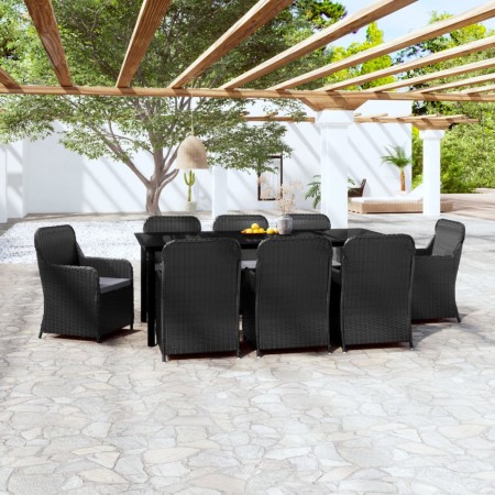 Juego de comedor de jardín 9 piezas con cojines negro de , Conjuntos de jardín - Ref: Foro24-3099534, Precio: 1,00 €, Descuen...