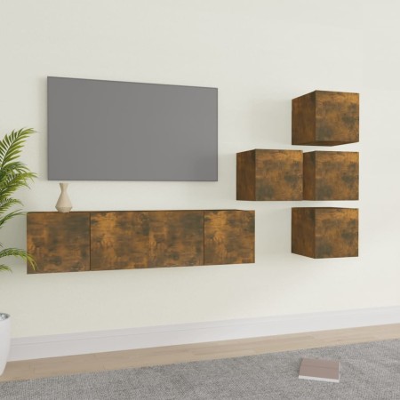 Set de muebles de TV 6 pzas madera contrachapada roble ahumado de , Muebles TV - Ref: Foro24-3120299, Precio: 139,44 €, Descu...