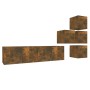 Set de muebles de TV 6 pzas madera contrachapada roble ahumado de , Muebles TV - Ref: Foro24-3120299, Precio: 139,44 €, Descu...