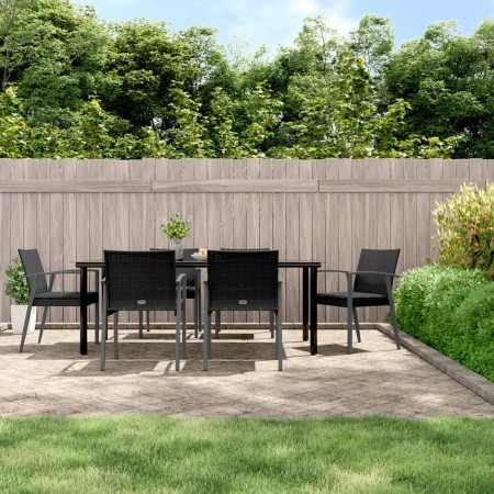Juego comedor jardín 7 piezas y cojines ratán sintético y acero de , Conjuntos de jardín - Ref: Foro24-3186999, Precio: 626,3...