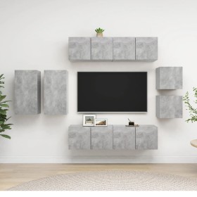 Set muebles de salón TV 8 pzas madera ingeniería gris hormigón de , Muebles TV - Ref: Foro24-3079124, Precio: 218,71 €, Descu...