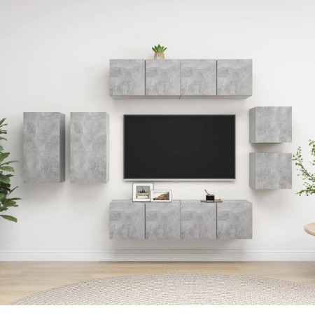 Set muebles de salón TV 8 pzas madera ingeniería gris hormigón de , Muebles TV - Ref: Foro24-3079124, Precio: 218,71 €, Descu...