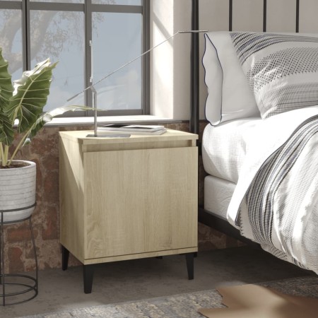 Mesita de noche y patas de metal roble Sonoma 40x30x50 cm de , Mesitas de noche - Ref: Foro24-805839, Precio: 34,00 €, Descue...