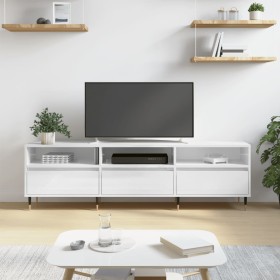 Mueble de TV madera contrachapada blanco brillo 150x30x44,5 cm de , Muebles TV - Ref: Foro24-831262, Precio: 103,21 €, Descue...