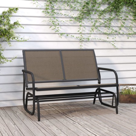 Banco mecedora jardín acero y textilene marrón 120,5x76x86,5 cm de , Balancines de jardín - Ref: Foro24-362709, Precio: 126,0...