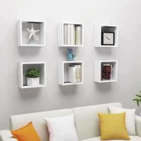 Estantes cubo de pared 6 unidades blanco 30x15x30 cm de , Estantes y estanterías - Ref: Foro24-807000, Precio: 53,40 €, Descu...