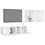 Set de muebles de salón TV 4 piezas madera de ingeniería blanco de , Muebles TV - Ref: Foro24-3078685, Precio: 142,26 €, Desc...