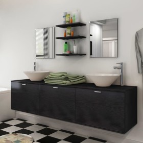 Conjunto de muebles de baño con lavabo y grifo 10 piezas negro de , Muebles de baño - Ref: Foro24-273691, Precio: 419,12 €, D...