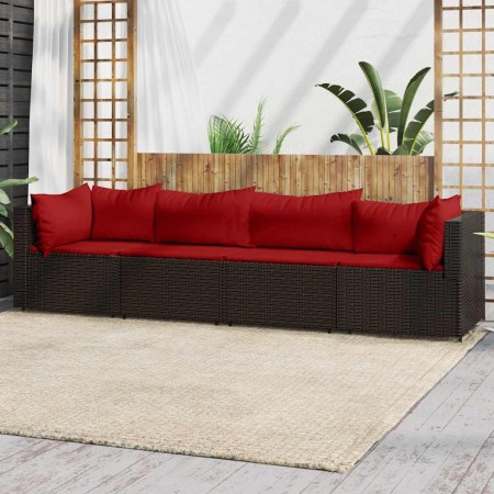Set muebles de jardín 4 piezas y cojines ratán sintético marrón | Foro24.es | Tu tienda online para hogar, jardín y más Foro24.es