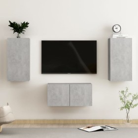 Set de muebles de salón 3 pzas madera ingeniería gris hormigón de , Muebles TV - Ref: Foro24-3079077, Precio: 87,75 €, Descue...
