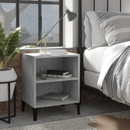 Mesita de noche con patas metal gris hormigón 40x30x50 cm de , Mesitas de noche - Ref: Foro24-805805, Precio: 31,62 €, Descue...