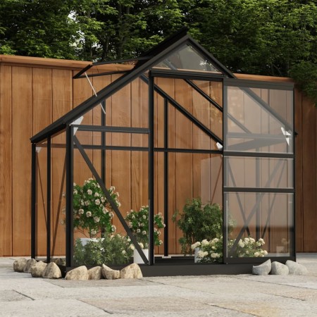 Invernadero de vidrio gris antracita aluminio 155x103x191cm de , Invernaderos - Ref: Foro24-3082333, Precio: 358,14 €, Descue...