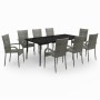Juego de comedor para jardín 9 piezas gris y negro de , Conjuntos de jardín - Ref: Foro24-3099412, Precio: 595,11 €, Descuent...