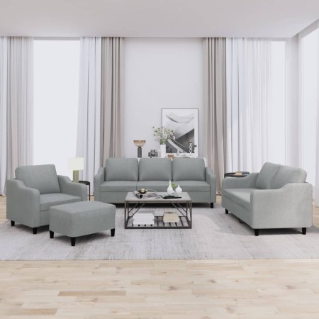 Juego de sofás con cojines 4 piezas tela gris claro de , Sofás - Ref: Foro24-3201778, Precio: 636,00 €, Descuento: %