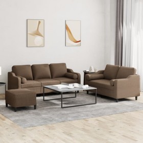 Juego de sofás con cojines 3 piezas tela marrón de , Sofás - Ref: Foro24-3201861, Precio: 601,58 €, Descuento: %