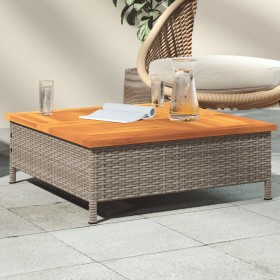 Mesa de jardín ratán y madera de acacia gris 70x70x25 cm en Mesas de jardín | Comprar online en Foru.es