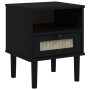 Mesita noche SENJA aspecto ratán madera pino negro 40x35x48 cm de , Mesitas de noche - Ref: Foro24-358012, Precio: 62,88 €, D...
