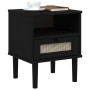 Mesita noche SENJA aspecto ratán madera pino negro 40x35x48 cm de , Mesitas de noche - Ref: Foro24-358012, Precio: 62,88 €, D...