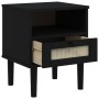 Mesita noche SENJA aspecto ratán madera pino negro 40x35x48 cm de , Mesitas de noche - Ref: Foro24-358012, Precio: 62,88 €, D...