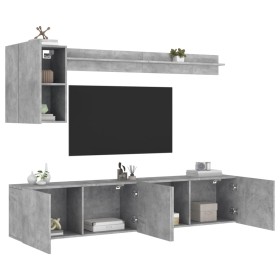 Muebles de TV de pared 5 pzas madera ingeniería gris hormigón de , Muebles TV - Ref: Foro24-3216499, Precio: 151,44 €, Descue...