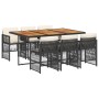 Set de comedor de jardín 7 pzas y cojines ratán sintético negro de , Conjuntos de jardín - Ref: Foro24-3210915, Precio: 489,7...