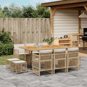 Set comedor de jardín 11 pzas con cojines ratán sintético beige de , Conjuntos de jardín - Ref: Foro24-3210976, Precio: 614,7...