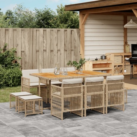 Set comedor de jardín 11 pzas con cojines ratán sintético beige de , Conjuntos de jardín - Ref: Foro24-3210976, Precio: 614,7...