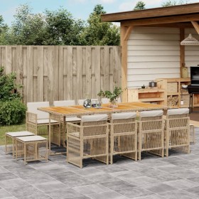 Set comedor de jardín con cojines 13 pzas ratán sintético beige de , Conjuntos de jardín - Ref: Foro24-3210988, Precio: 740,4...