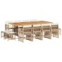 Set comedor de jardín con cojines 13 pzas ratán sintético beige de , Conjuntos de jardín - Ref: Foro24-3210988, Precio: 740,4...