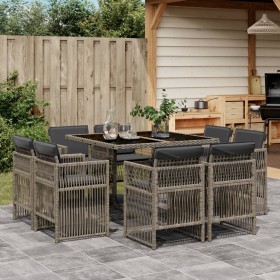 Comprar Set comedor jardín 9 pzas y cojines ratán