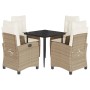 Set comedor de jardín 5 pzas con cojines ratán sintético beige de , Conjuntos de jardín - Ref: Foro24-3212803, Precio: 614,56...