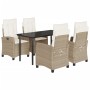 Set comedor de jardín 5 pzas con cojines ratán sintético beige de , Conjuntos de jardín - Ref: Foro24-3212815, Precio: 636,92...