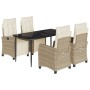 Set comedor de jardín 5 pzas con cojines ratán sintético beige de , Conjuntos de jardín - Ref: Foro24-3213005, Precio: 640,22...