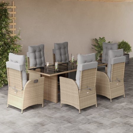 Set comedor de jardín 7 pzas con cojines ratán sintético beige de , Conjuntos de jardín - Ref: Foro24-3213360, Precio: 957,22...