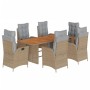 Set comedor de jardín 7 pzas con cojines ratán sintético beige de , Conjuntos de jardín - Ref: Foro24-3213374, Precio: 946,47...