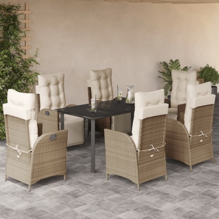 Set comedor de jardín 7 pzas con cojines ratán sintético beige | Foro24.es | Tu tienda online para hogar, jardín y más Foro24.es