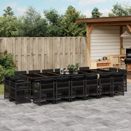 Set de muebles jardín 17 pzas con cojines ratán sintético negro de , Conjuntos de jardín - Ref: Foro24-3211063, Precio: 977,7...