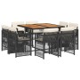 Set de comedor de jardín 9 pzas y cojines ratán sintético negro de , Conjuntos de jardín - Ref: Foro24-3211023, Precio: 520,7...