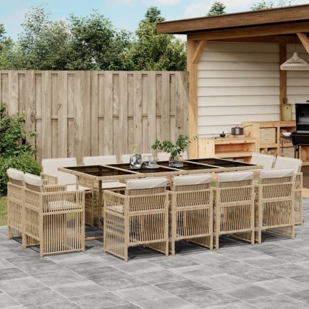 Set comedor de jardín con cojines 13 pzas ratán sintético beige de , Conjuntos de jardín - Ref: Foro24-3211042, Precio: 920,8...