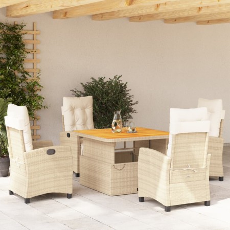 Set comedor de jardín 5 pzas con cojines ratán sintético beige de , Conjuntos de jardín - Ref: Foro24-3277414, Precio: 668,09...